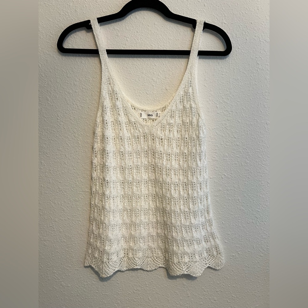 #1509 MNG by Mango White Knit Tank Top size small